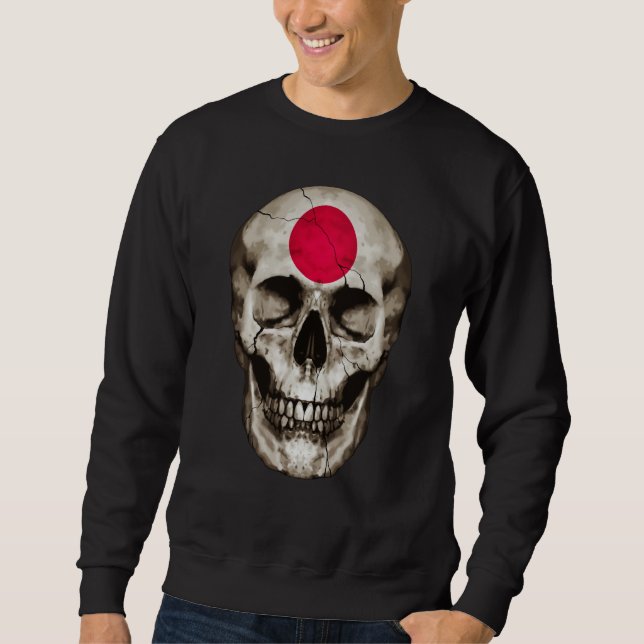 Japan Flag Skull Japanese Roots Proud Patriotic Sweatshirt (Vorderseite)