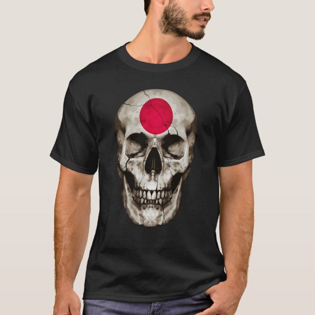 Japan Flag Skull Japanese Roots Proud Patriotic T-Shirt (Vorderseite)