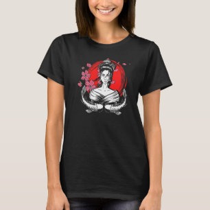 Japan-Flagge Geisha Fisch Sakura Kirschblütenbaum T-Shirt