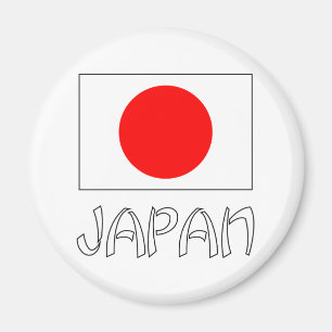 Japan-Flagge & Wort Weiß Magnet