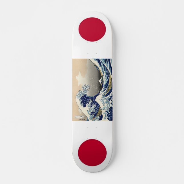 Japan-Flaggen mit Hokusai Welle Skateboard (Vorne)