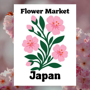 Japan Flower Market Rosa Kirschblüte Postkarte