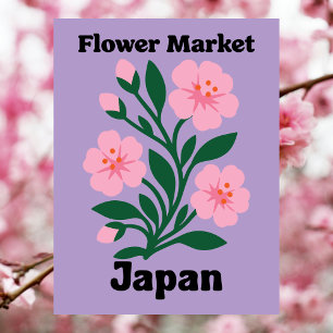 Japan Flower Market Rosa Kirschblüte Postkarte