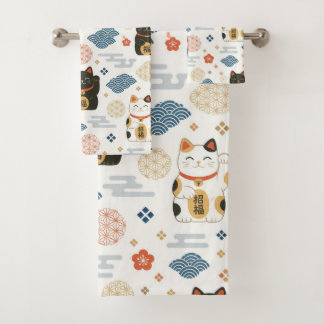 Japan Glückskatze Maneki Neko Badhandtuch Set