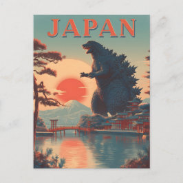 Japan Godzilla Mount Fuji vintage Postkarte