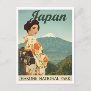 Japan Hakone Fuji Kimono Retro Postkarte