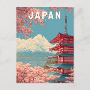 Japan Illustration Reise Kunst Vintage Postkarte