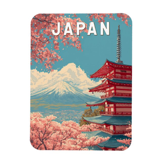 Japan Illustration Travel Art Vintage Magnet (Vertikal)