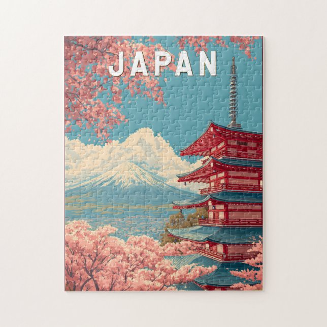 Japan Illustration Travel Art Vintage Puzzle (Vertikal)