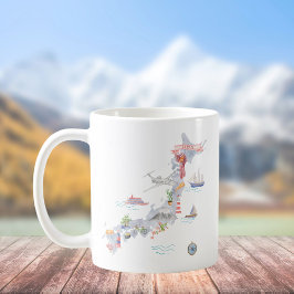 Japan Illustrierte Karte Japanische Kultur Kaffeetasse