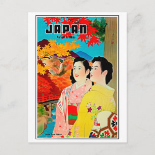 Japan im Frühling, Geisha, Vintage-Reise Postkarte