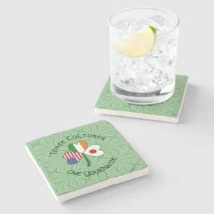 Japan Irland USA Kleeblatt-Flagge Personalisiert Steinuntersetzer