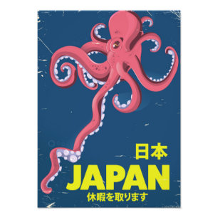 Japan Japan Vintage-Tintenfisch-Reiseposter Fotodruck