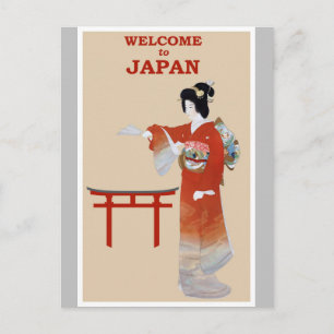 Japan Japanisch Geisha Vintage Travel Poster Postkarte
