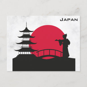 Japan Japanisch Pagoda Geisha Sunset Travel Postkarte