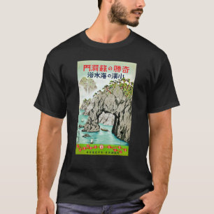 Japan Japanisch Retro Vintag Train Route Cliffs Wa T-Shirt