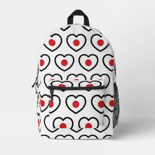 Japan Japanische Flagge Herz Bedruckter Rucksack