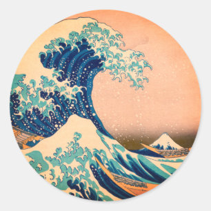 Japan - Japanische Kunst (Große Welle vor Kanagawa Runder Aufkleber