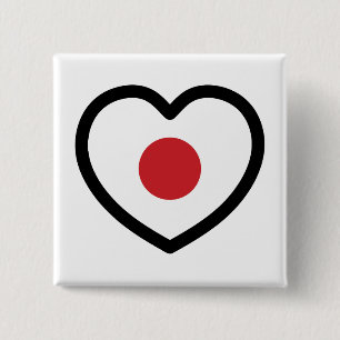 Japan Japanisches Flaggenherz Button