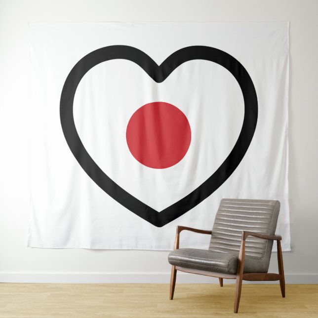 Japan | Japanisches Flaggenherz Wandteppich (Beispiel (Horizontal))