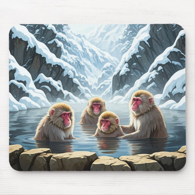 Japan Jigokudani Monkey Park Snow Affen Mousepad (Vorne)