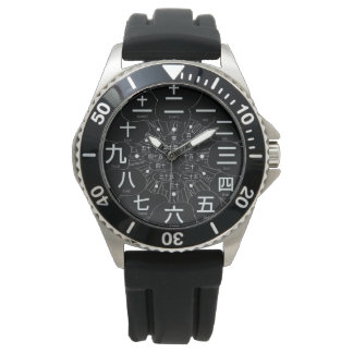 Japan Kanji MANGA-Stil [Schwarzes Gesicht 3] Armbanduhr