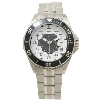Japan Kanji MANGA-Stil [schwarzes Gesicht] Armbanduhr
