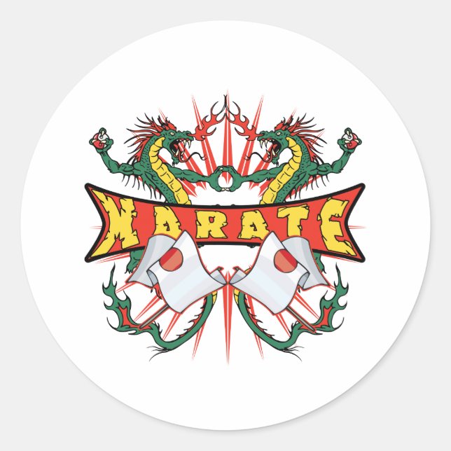 Japan Karate Dragons Runder Aufkleber (Vorderseite)