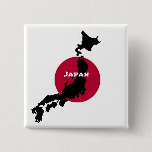 Japan - Karte Silhouette und Flagge Button