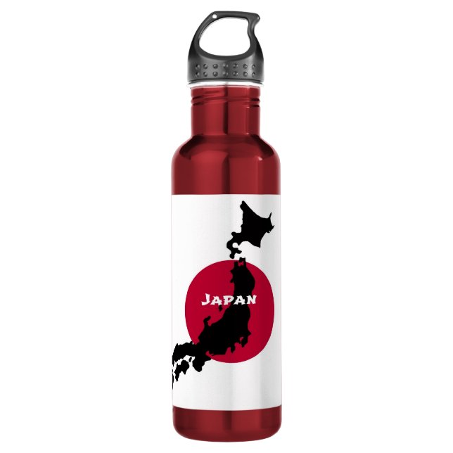 Japan - Karte Silhouette und Flagge Edelstahlflasche (Vorderseite)