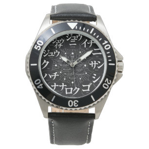 Japan Katakana MANGA-Stil [schwarzes Gesicht] Armbanduhr