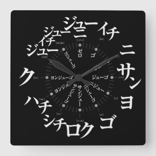 Japan Katakana-Stil [schwarzes Gesicht] Quadratische Wanduhr