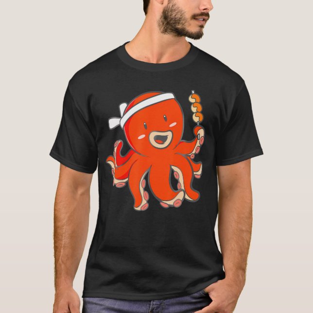 Japan Kawaii Anime Octopus Sushi Koch Traditionell T-Shirt (Vorderseite)