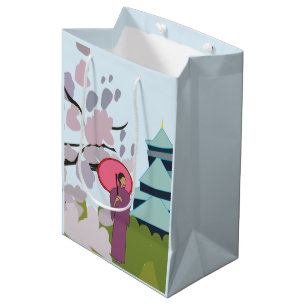 Japan Kirschblüten Geisha Kimono Japan Mittlere Geschenktüte