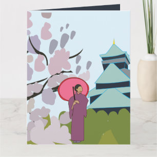 Japan Kirschblüten Geisha Kimono Karte