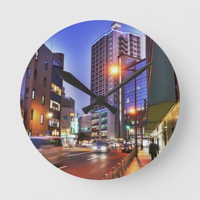 Japan Kitakyushu Town Runde Wanduhr (Vorderseite)