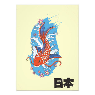 Japan Koi-Fisch Vintage-Plakat Fotodruck