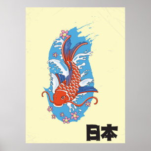 Japan Koi-Fisch Vintage-Plakat Poster