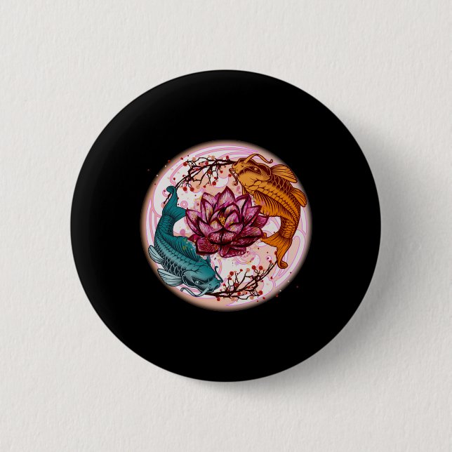 Japan Koi Fish Anime Water Lily Pastel Goth Button (Vorderseite)