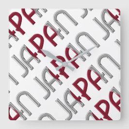 Japan Land Japanische Flaggenfarben Typografie Quadratische Wanduhr