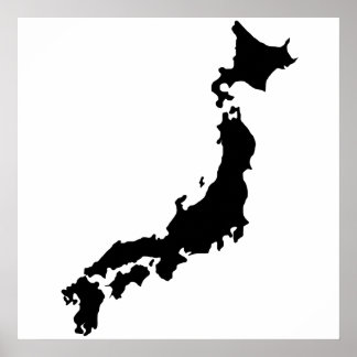 Japan Landkarte Kontur Schwarze Silhouette Japan Poster