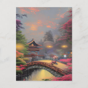 Japan Landschaft Grafik Postkarte