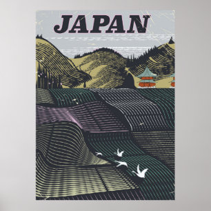 Japan Landschaft Vintage Reiseplakat Poster
