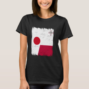 Japan Malta Halbflagge Japanische Maltesische Wurz T-Shirt