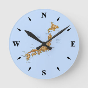 Japan Map Clock Runde Wanduhr