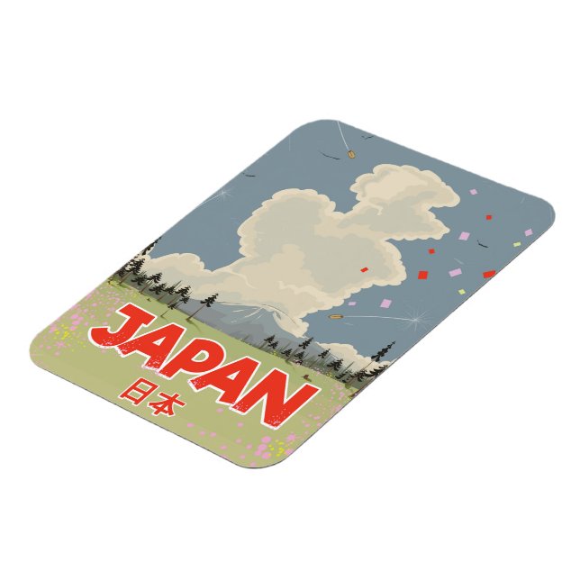 Japan Mount Fiji Vintager Cartoon Magnet (Linke Seite)