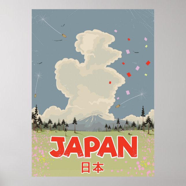 Japan Mount Fiji Vintager Cartoon Poster (Vorne)