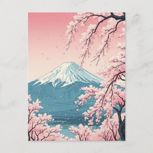 Japan Mount Fuji Fujisan Cherry Blüten Postkarte (Vorderseite)