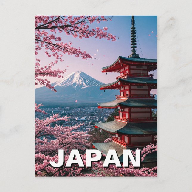 Japan Mount Fuji Fujisan Cherry Blüten Postkarte (Vorderseite)