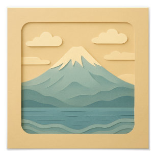 JAPAN Mount Fuji Papierschneiden Fotodruck